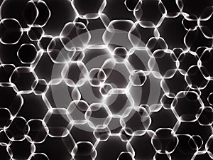 Abstract gray background with dark transparent hexagons