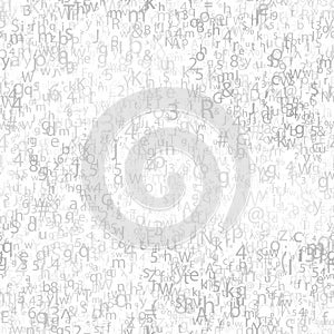 Abstract gray chaotic complicated crypto symbols on white, data encryption binary code concept