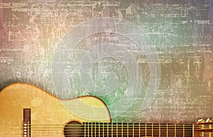 Abstract grunge vintage sound background acoustic guitar