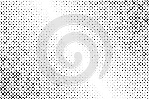 Abstract gray halftone circles texture consists of different dots isolated on white background