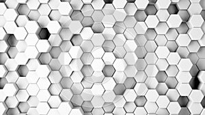 Abstract gray hexagonal sci-fi honeycomb geometrical background. 3d rendering