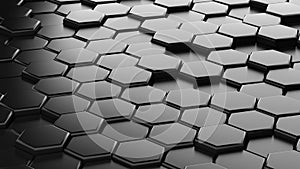 Abstract gray hexagonal sci-fi honeycomb geometrical background. 3d rendering