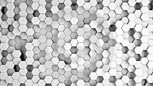 Abstract gray hexagonal sci-fi honeycomb geometrical background. 3d rendering