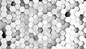 Abstract gray hexagonal sci-fi honeycomb geometrical background. 3d rendering