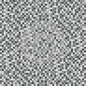 Abstract Gray Square Pixel Mosaic Background. Seamless Pattern. Noise Texture. Geometric Style. Vector