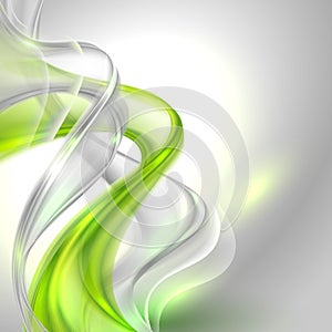 Abstract gray waving background with green element