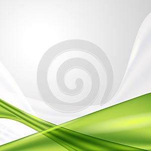 Abstract gray waving background with green element. Empty space for text. Vector illustration, easy for editing.