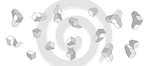 abstract gray white lines. geometric square tile background. rectangle pattern set. architectural concept