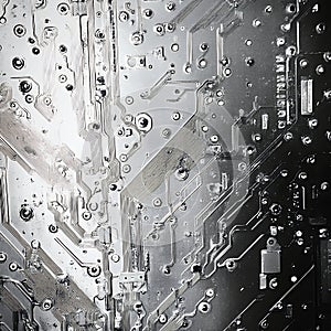 Abstract Grayscale Close Up of Circuit Board