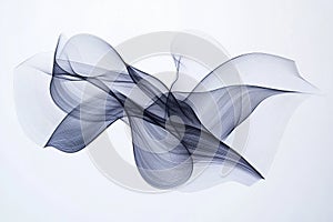 Abstract Swirling Dark Blue Lines on White Background