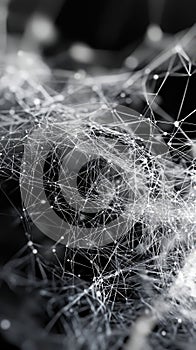 Abstract Grayscale Network of Interconnected Nodes and Lines â Technology and Data Concept