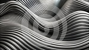 Abstract grayscale image of undulating parallel lines creating a flowing wave pattern. Generative AI