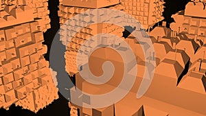 Abstract greeble cubes surface on black background. 3d rendering