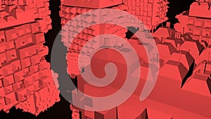 Abstract greeble cubes surface on black background. 3d rendering