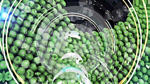 Abstract Green Apples with Dynamic Light Circles in Art Concept