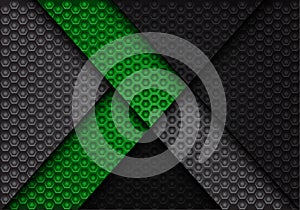 Abstract green arrow on dark gray hexagon pattern design luxury background texture vector