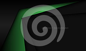 Abstract green arrow direction grey metallic black shadow geometric luxury design modern futuristic technology background vector