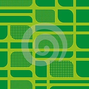 Abstract green background of crossed lines and halftone dots, design element. Various shapes and forms in a pastel color