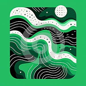 Green Abstract Ocean Waves Ring Design Illustration photo