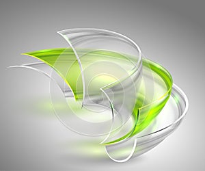 Abstract green background with glass round shapes