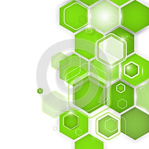 Abstract green background hexagon. Vector illustration