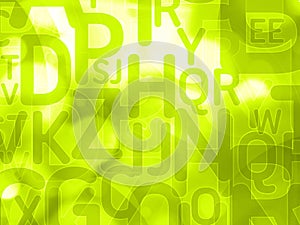 Abstract green background with random letters