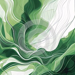 abstract green background with smooth lines and waves, vector illustration