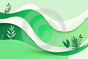 abstract green background with white paper cut shapes and cut out. vector abstract design for