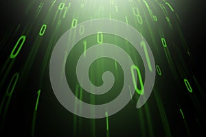 Abstract green binary code on a black background