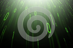 Abstract green binary code on a black background
