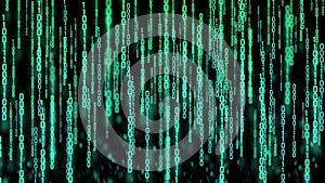 Abstract green binary code on a black background