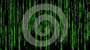 Abstract green binary code on a black background