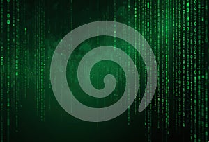 Abstract Green Binary Code Digital Illustration Dark Gradient Background - Data Visualization