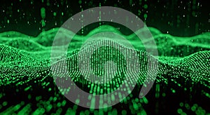 Abstract Green Binary Code Digital Landscape