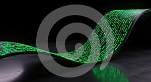 Abstract Green Binary Code Data Stream