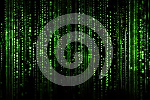 Abstract green black digital matrix background technology
