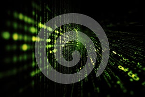 Abstract green black digital matrix background technology