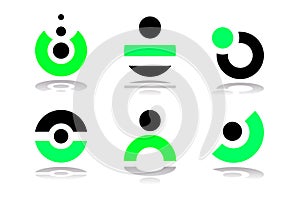 Abstract Green and Black Icons Set. Logo Design Elements