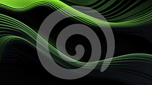 Abstract Green and Black Wavy Curves Background Design