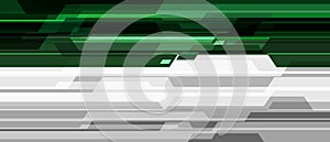 Abstract green black white grey cyber light geometric technology futuristic overlap design modern creative background vector