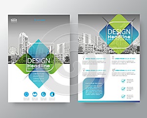 Abstract green and blue cross graphic element Vector brochure co