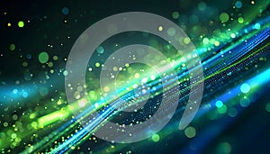 Abstract Green Blue Digital Data Stream Background