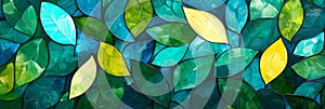Abstract Green and Blue Leaf Pattern