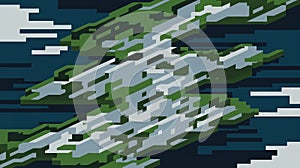 Abstract green and blue wave pattern with pixelated texture creating a dynamic visual flow.