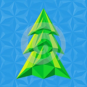 Abstract green christmas tree on blue