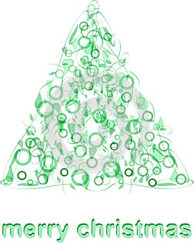 Abstract green christmas tree greeting card vector