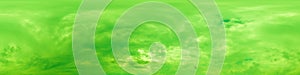 Abstract green cloudy sky panorama. Hdr seamless spherical equirectangular 360 panorama. Sky dome or zenith for 3D