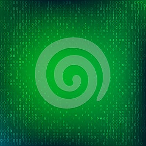 abstract green color binary code fall background, programming element backdrop vector illustration