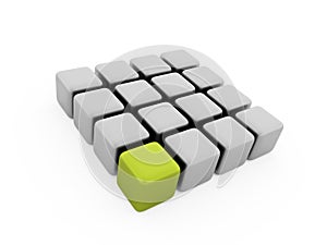 Abstract green cubes background rendered