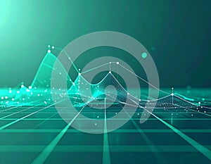 Abstract Green Data Graph Network Visualization with Grid Background